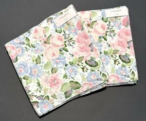 Laura Ashley Bath Towel Set Quartet Floral 2 Pcs Pink Blue Green NWT